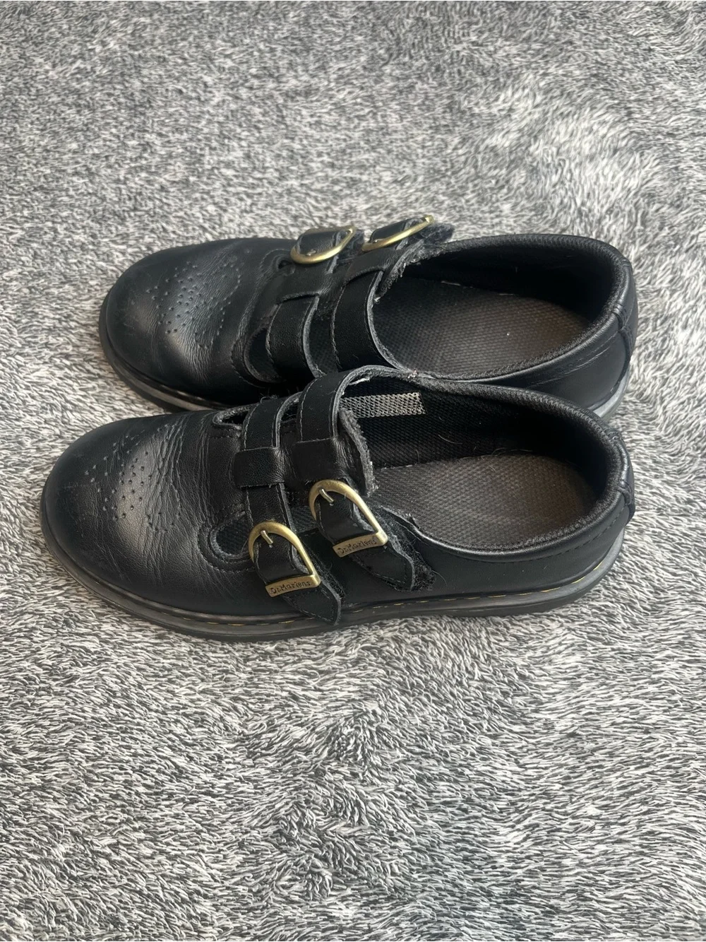 Dr. Martens Black Leather Double Strap Mary Jane Shoes US 13 Kids